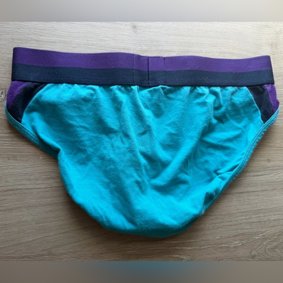 2xist Men's Turquoise Brief with Purple Logo Waistband - Picture 5 of 5